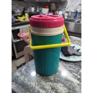 Igloo 1 Gallon Beverage Drink Cooler Retro Vintage 1990s Turquoise Pink Yellow